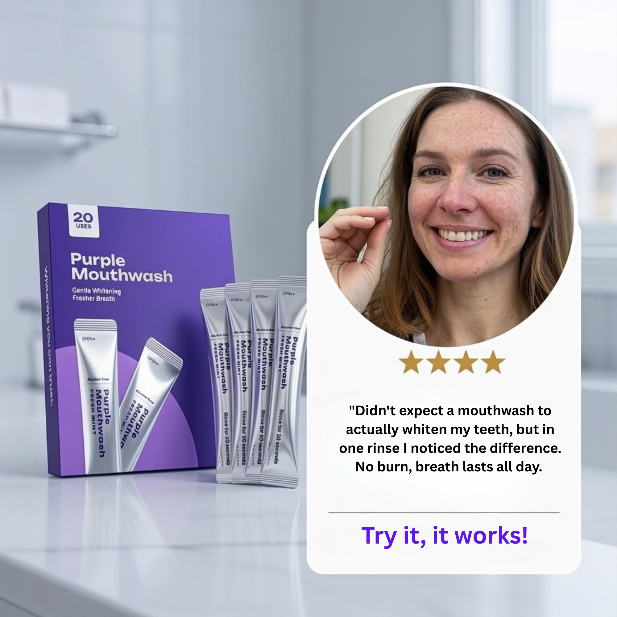 Purple Mouthwash, Rinse. Whiten. Refresh.